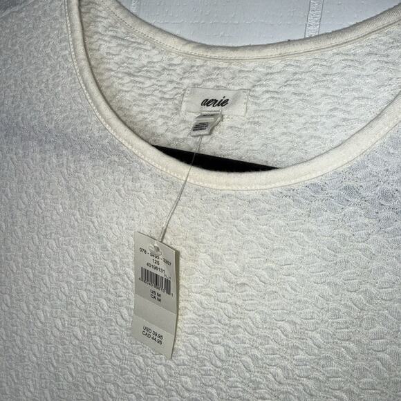 Aerie Women’s Textured Crop Long Sleeve Top Stretch Ivory Size Medium NWT - Picture 4 of 5